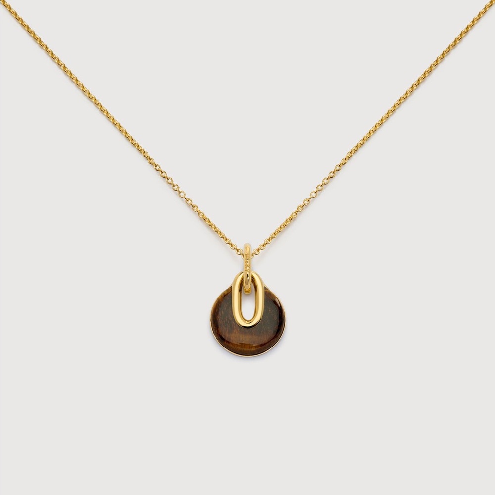 MONICA VINADER Kate Young Gemstone Pendant Tigers Eye Chain Necklace